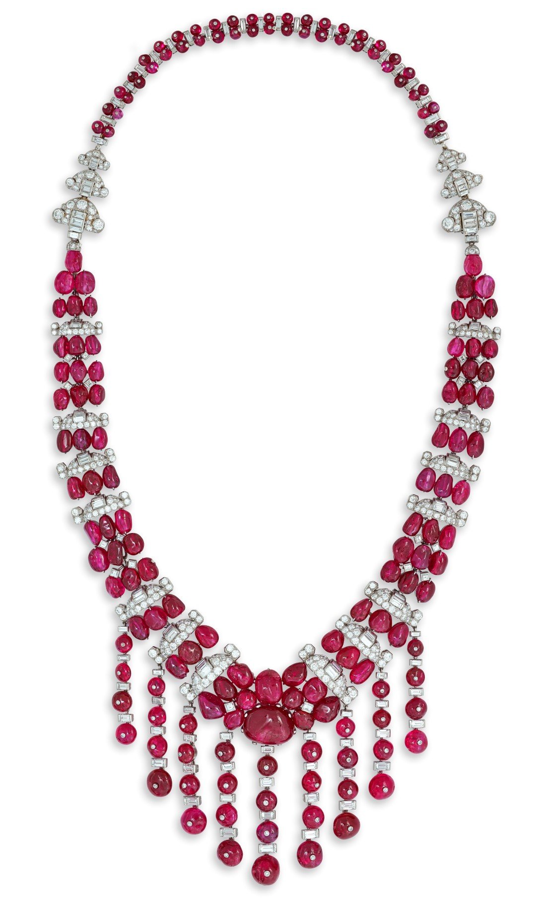 An imposing ruby and diamond necklace, by Mauboussin, Paris 1930 ...